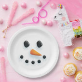 Cute Illustrated Snowman Face Papieren Bordje (Feest)