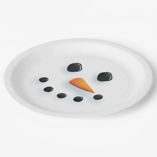 Cute Illustrated Snowman Face Papieren Bordje (Gekanteld)