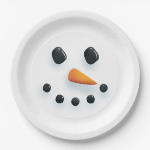 Cute Illustrated Snowman Face Papieren Bordje