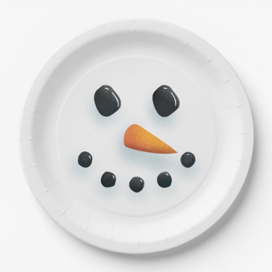 Cute Illustrated Snowman Face Papieren Bordje (Voorkant)