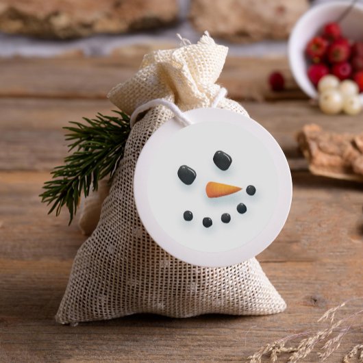 Cute Illustrated Snowman Face Ronde Sticker