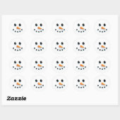 Cute Illustrated Snowman Face Ronde Sticker (Vel)