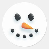 Cute Illustrated Snowman Face Ronde Sticker (Voorkant)