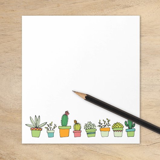 Cute Illustrated Succulent Garden Border Notitieblok