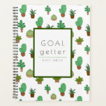 Cute Illustrated Succulents and Cactus Planner<br><div class="desc">Eenvoudige maar schattige planner met de titel "GOAL getter" voor sappige en cactus-liefhebbers. Pas het aan met jouw naam. Perfect als cadeau voor Kerstmis en nieuw jaar voor je collega's,  vrienden en baas die verslaafd zijn aan het plannen van hun dagelijkse activiteiten.</div>