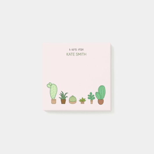 Cute Illustrated Succulents and Cactus Post-it® Notes (Voorkant)