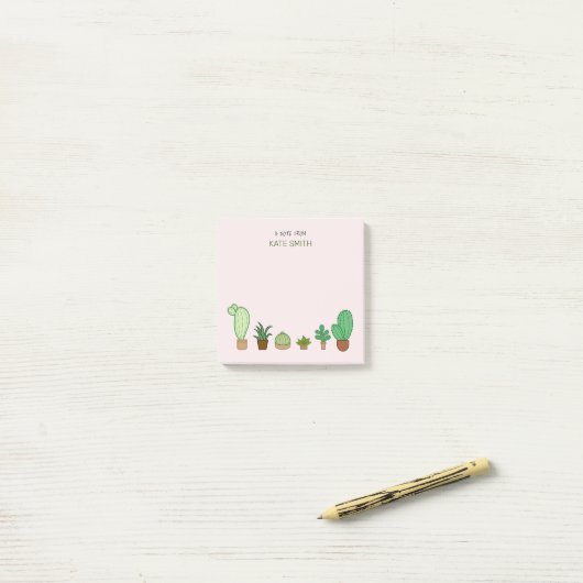 Cute Illustrated Succulents and Cactus Post-it® Notes (Op bureau)
