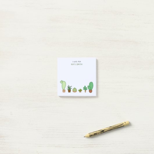 Cute Illustrated Succulents and Cactus Post-it® Notes (Op bureau)