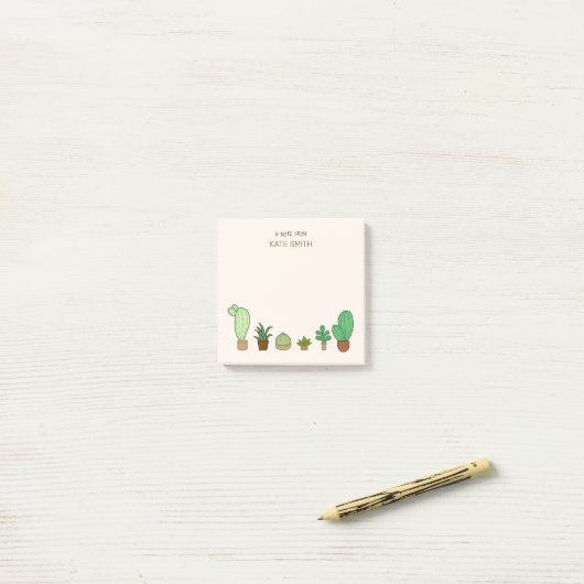 Cute Illustrated Succulents and Cactus Post-it® Notes (Op bureau)