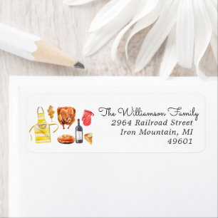 Cute Illustrated Thanksgiving Return Address Label