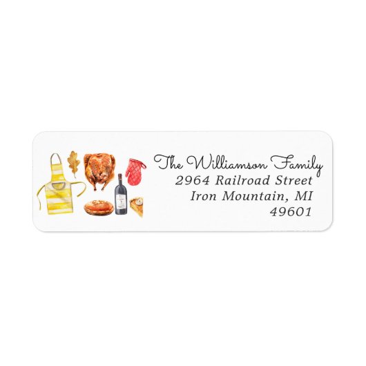 Cute Illustrated Thanksgiving Return Address Label (Voorkant)