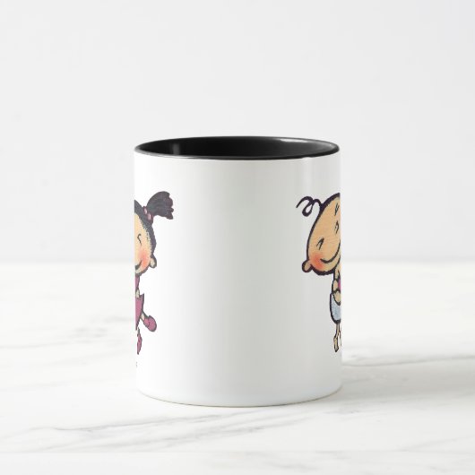 Cute Illustrated Toddlers Hugging Mok (Midden)