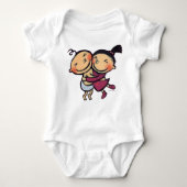 Cute Illustrated Toddlers Hugging Romper (Voorkant)
