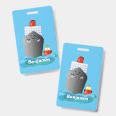 Cute illustratie van oceaanlijner scheepssleepboot badge (Voor- en achterkant)