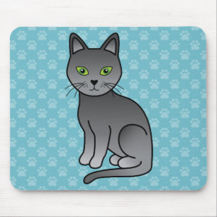 Cute illustratie van Russische Blauwe kat in carto Muismat