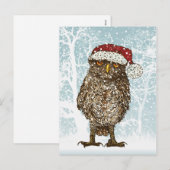Cute Illustration of an Owl wearing a Santa Hat Feestdagenkaart (Voorkant / Achterkant)