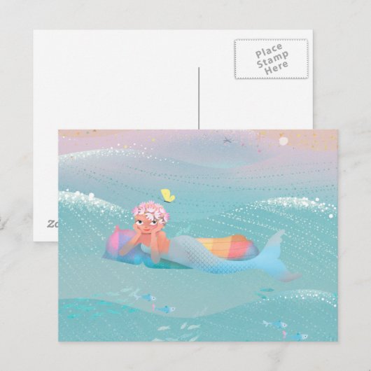 Cute illustration of mermaids' day on the Beach Briefkaart (Voorkant / Achterkant)