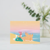 Cute illustration of mermaids' day on the Beach Briefkaart (Staand voorkant)
