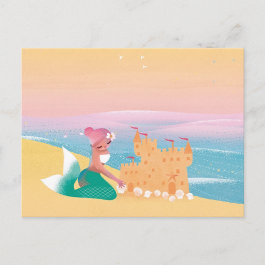 Cute illustration of mermaids' day on the Beach Briefkaart (Voorkant)