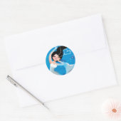 Cute illustration of mermaids' day on the Beach Ronde Sticker (Envelop)