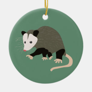 Cute Illustration Possum Personalized Light Green Keramisch Ornament