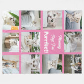 Cute I'm Purrfect Cat Photo Collage Pink Fleece Deken (Voorkant (Horizontaal))
