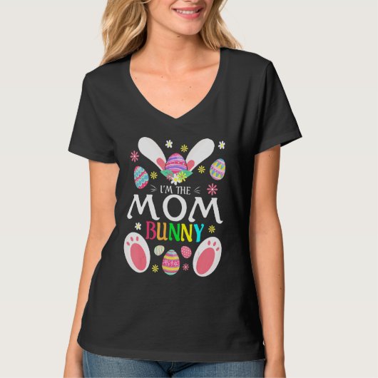Cute I'm the mama Bunny Matching Family Easter Par T-shirt (Voorkant)