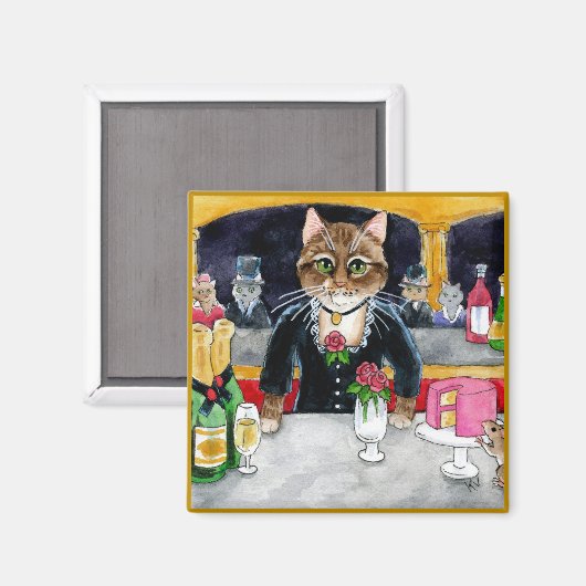 Cute impressionist cat, mouse, Manet, Parijs Magneet (Voorkant / Achterkant)