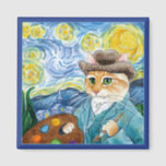 Cute impressionist cat, Van Gogh, Sterrennacht Magneet<br><div class="desc">Misschien herken je dat dit schilderij een beetje lijkt op de "Sterrennacht" van Vincent van Gogh,  met een paar kleine drasts. Dit afbeelding is ook beschikbaar op andere producten in mijn Zazzle winkel.</div>