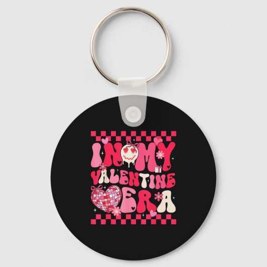 Cute In My Valentine Era Girls Kids Retro Disco He Sleutelhanger (Voorkant)
