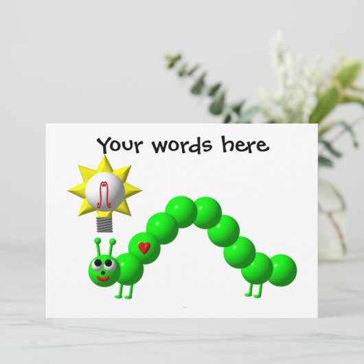 Cute Inchworm met een idee Kaart (Staand voorkant)
