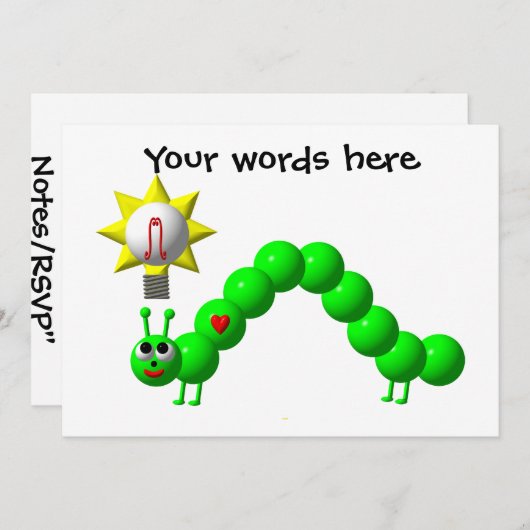 Cute Inchworm met een idee Kaart (Voorkant / Achterkant)