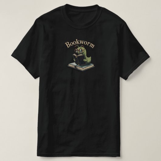 Cute Inchworm Reading Tee – Bookworm T-shirt (Design voorkant)