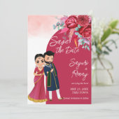 Cute Indian bruiloft nodigde sjabloon uit (Staand voorkant)