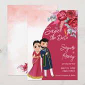 Cute Indian bruiloft nodigde sjabloon uit (Voorkant / Achterkant)