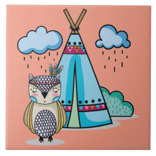 Cute Indian Owl Tegeltje