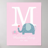 Cute Initiaal Monogram Nursery Poster (Voorkant)