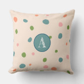 Cute initiaal monogram roze achtergrond polka dots kussen (Voorkant)