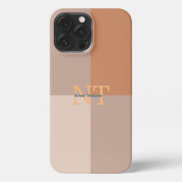 Cute initialen Roze, beige en bruine Aardkleuren iPhone 13 Pro Max Hoesje