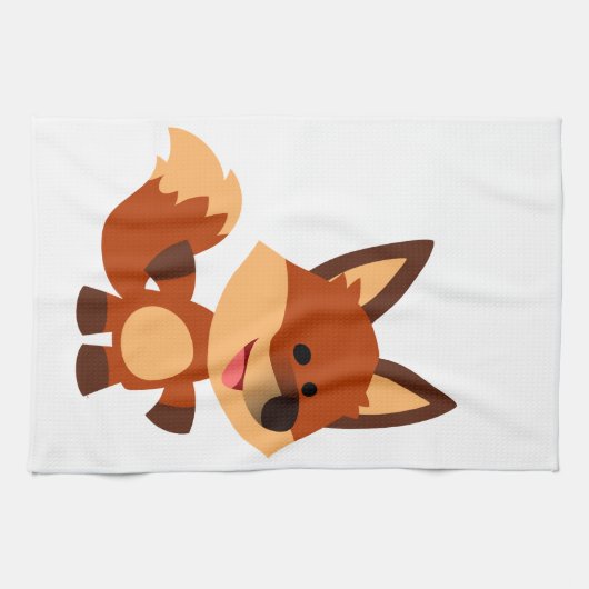 Cute Innocent Cartoon Fox Kitchen Towel Theedoek (Horizontaal)