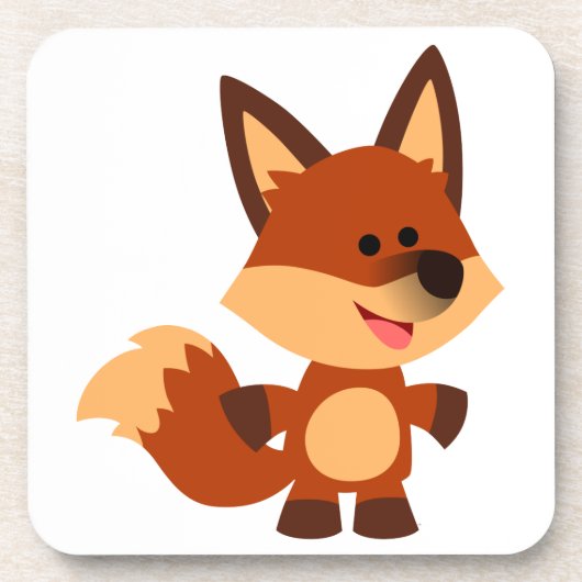 Cute Innocent Cartoon Fox Onderzetters Set (Voorkant)