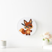 Cute Innocent Cartoon Fox Wall Clock Ronde Klok (Huis)
