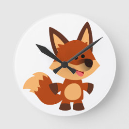 Cute Innocent Cartoon Fox Wall Clock Ronde Klok
