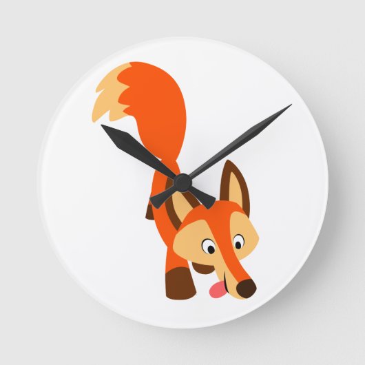 Cute Inquisition Cartoon Fox Wall Clock Ronde Klok (Voorkant)