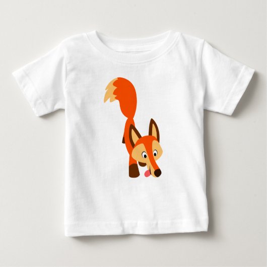 Cute Inquisitive Cartoon Fox Baby T-Shirt (Voorkant)