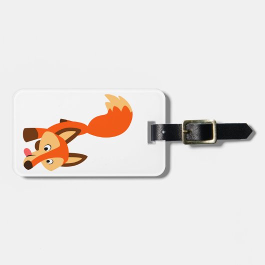 Cute Inquisitive Cartoon Fox Bagagelabel (Voorkant horizontaal)