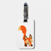 Cute Inquisitive Cartoon Fox Bagagelabel (Achterkant verticaal)