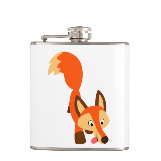 Cute Inquisitive Cartoon Fox Hip Flask Heupfles (Voorkant)