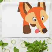 Cute Inquisitive Cartoon Fox Kitchen Towel Theedoek (Gevouwen)