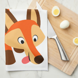 Cute Inquisitive Cartoon Fox Kitchen Towel Theedoek